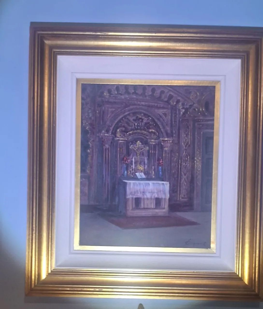 QUADRO RELIGIOSO, PINTURA ÓLEO E PIGMENTO ALTAR IGREJA NOSSA Sra DO CARMO,  Bahia. - Foto 3