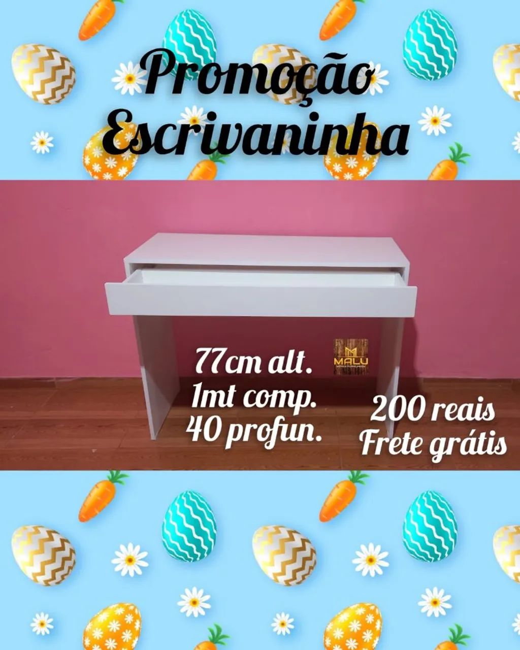 Mesa Escritório Branca 1m - Frete Grátis!