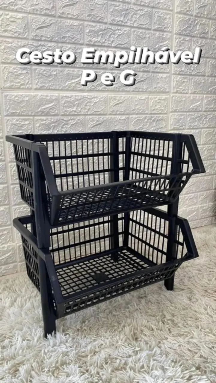 Cesto de plástico empilhável 
