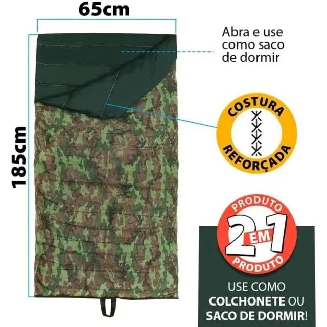 Saco de Dormir F.A Colchões Duo Camping 1.85x0.65cm - Foto 4