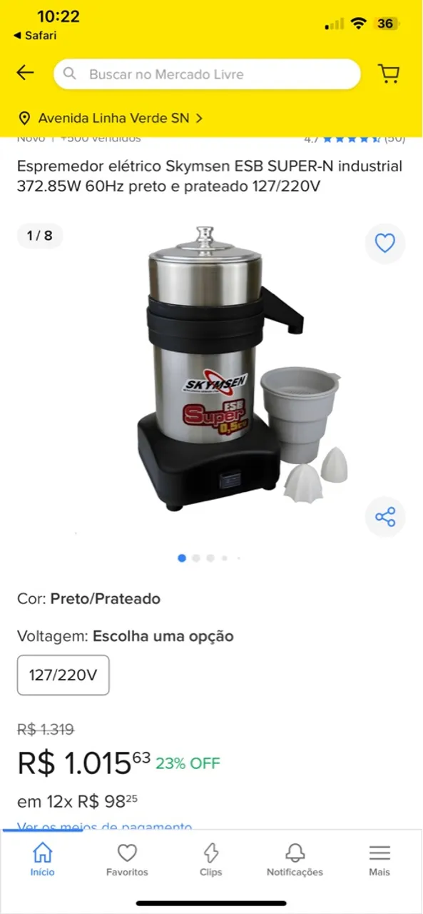 Espremedor Elétrico Skymsen ESB SUPER-N 127/220V