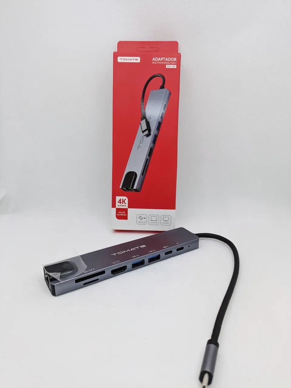 Adaptador Multifuncional 8 em 1  4K HDMI USB-C SD/TF TOMATE 