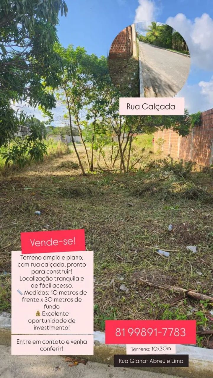 Terreno 10x30 em abreu e lima (Inhama)