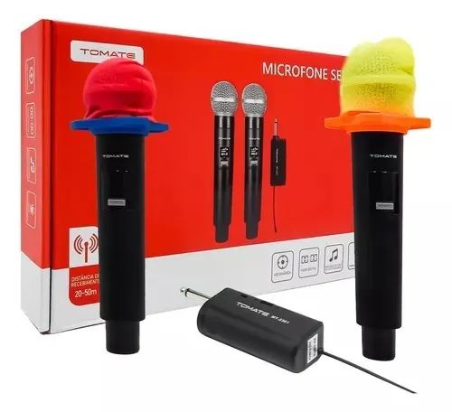 Microfone Duplo Sem Fio Profissional MT-2301 Tomate - Foto 4