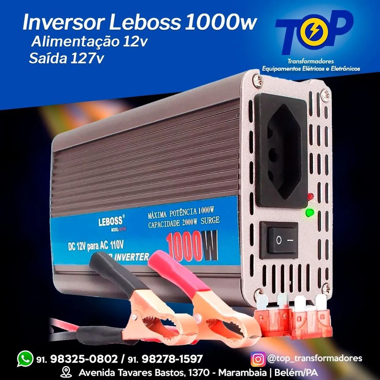 Inversor de voltagem Leboss 1000W - 12V para 110vV
