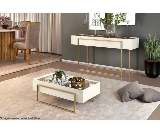 Conjunto Mesa de Centro e Aparador Pilar 100% MDF-SUPER OFERTA!