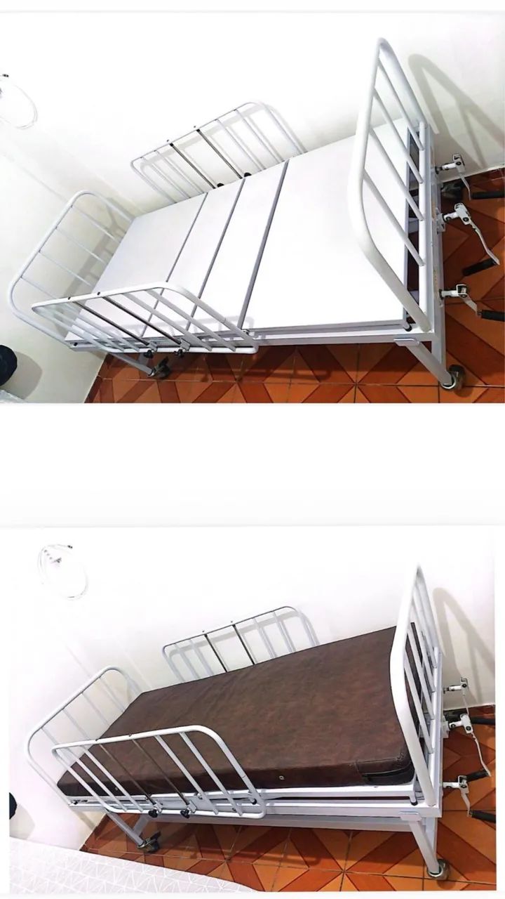 Cama Hospitalar C/3 Movimentos Residencial e Rodinhas 