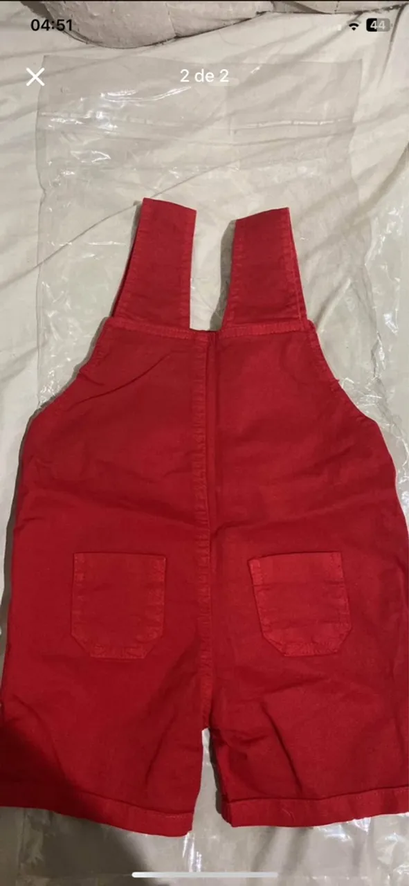 Macacão Jeans Vermelho Infantil 1- 3 anos
