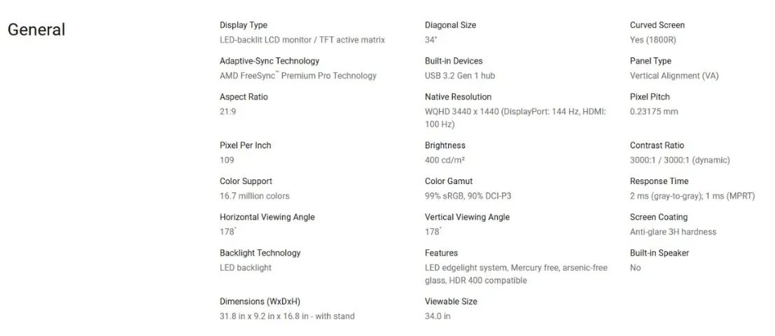 Dell 34 Curved Gaming Monitor - S3422DWG - Foto 6