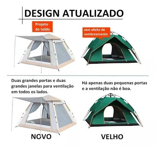 Barraca Camping Automatica Impermeavel 1500mm 3-4 Pessoas 210*210*140cm Joyfox - Foto 3