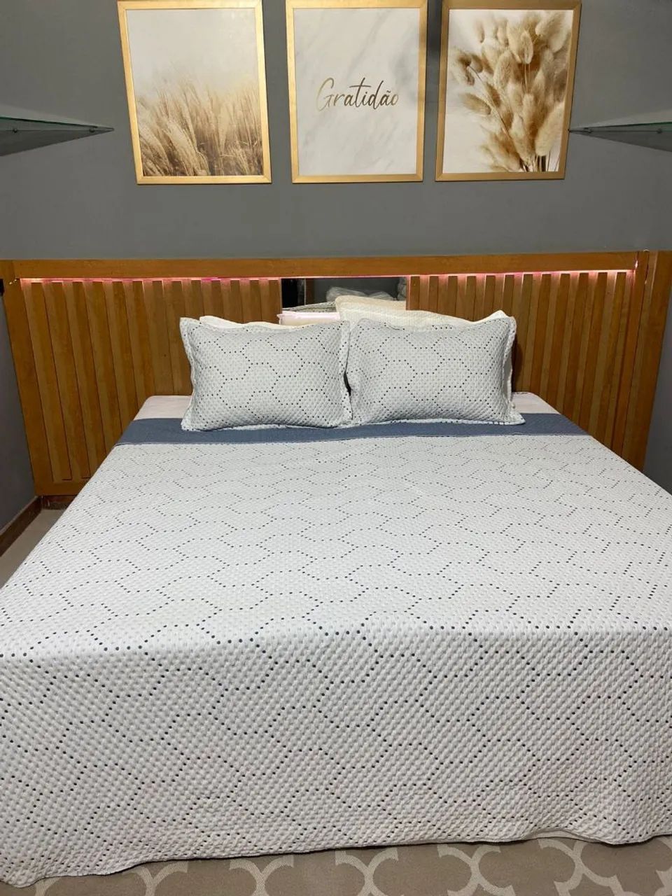 Kit 3 peças cobre leito Percal 400 fios malha de bambú  - Foto 6