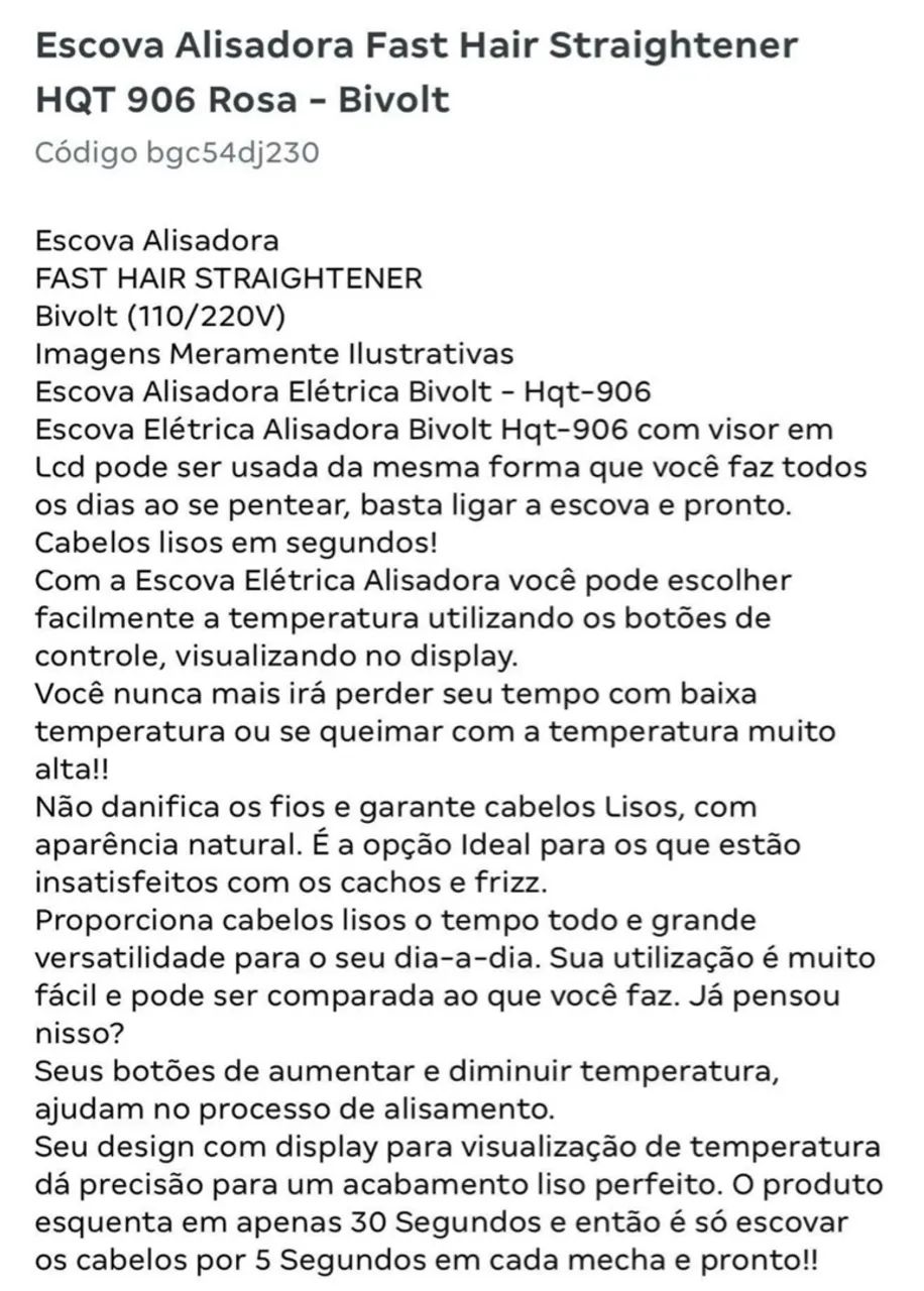 Escova Alisadora Bivolt com tela LCD. Nova!  - Foto 4