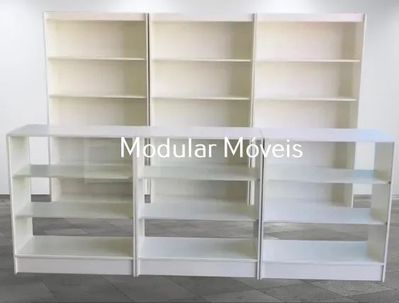 3 Balcões Vitrines + 3 Estantes Prateleiras 