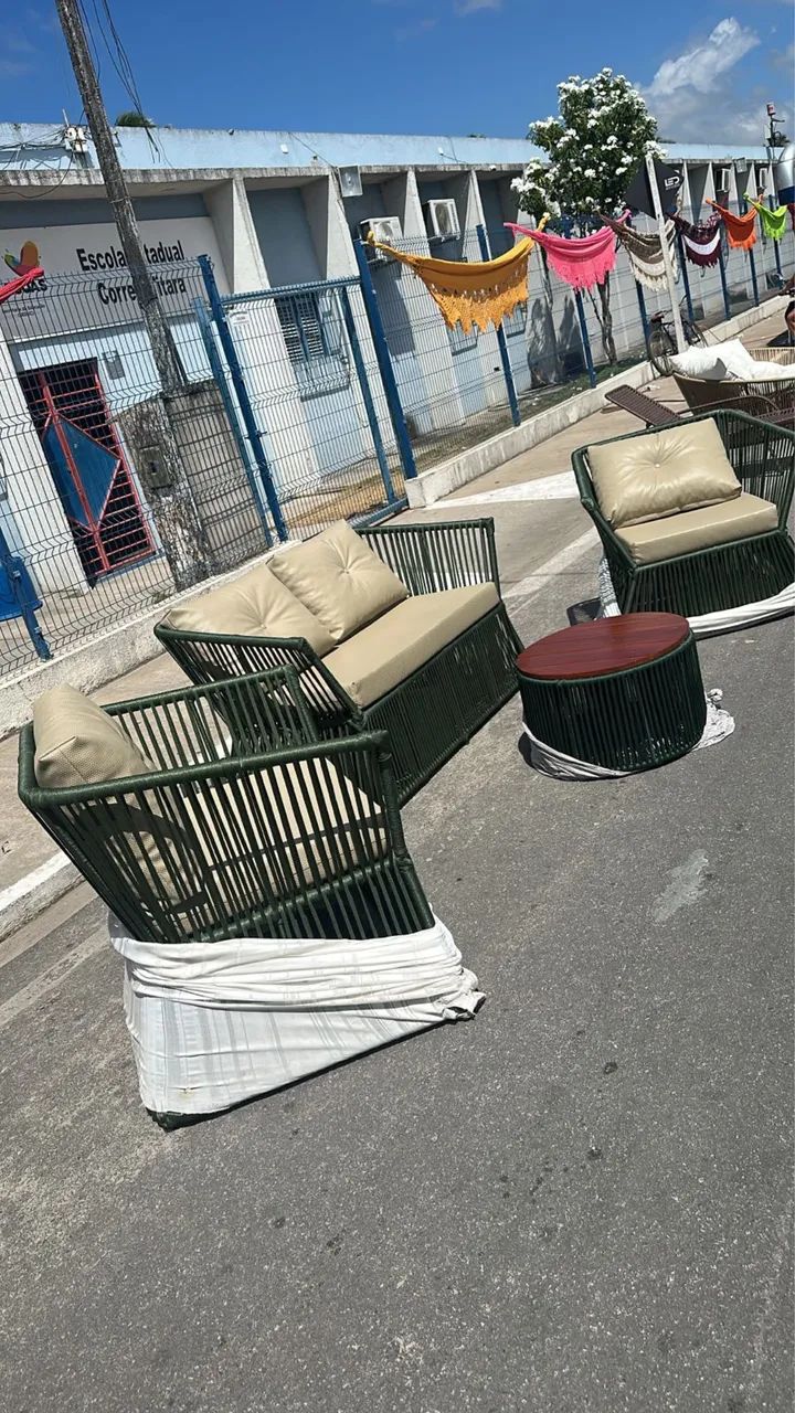 Jogo de sofá na corda náutica 