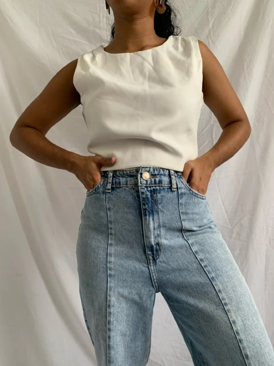 calça jeans wide leg