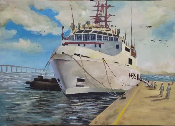 Quadro pintado à mão - Navio H39