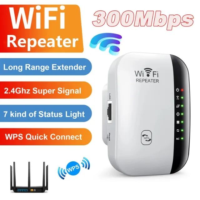 Repetidor WiFi sem fio para PC, 300Mbps, extensor, amplificador, impulsionador, roteador