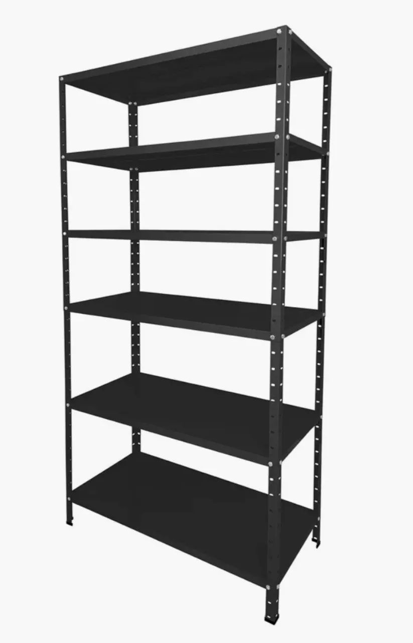 PRATELEIRA DE AÇO NOVAS 0,30X0,92X200 LINHA LEVE C/5 BANDEJA NA COR PRETA - Foto 2