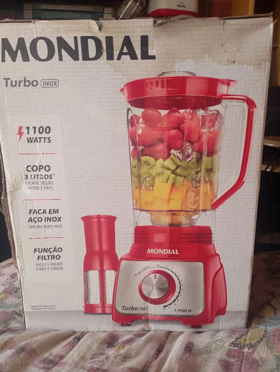 Liquidificador Mondial Turbo Inox 1100W - 3 Litros