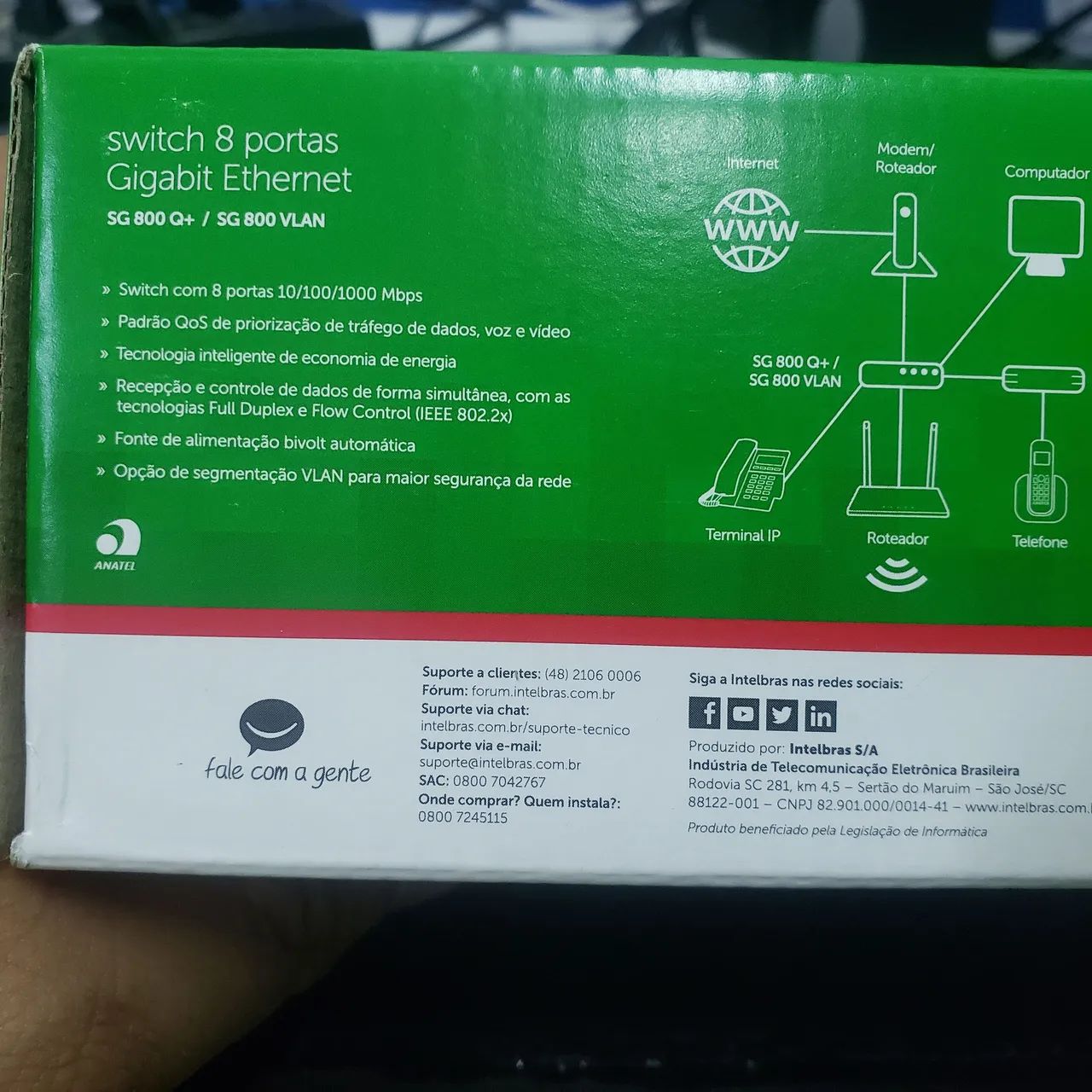 Switch Intelbras Gigabit 8Portas Fast 10/100/1000 Ethernet SG800 Q+  - Foto 2