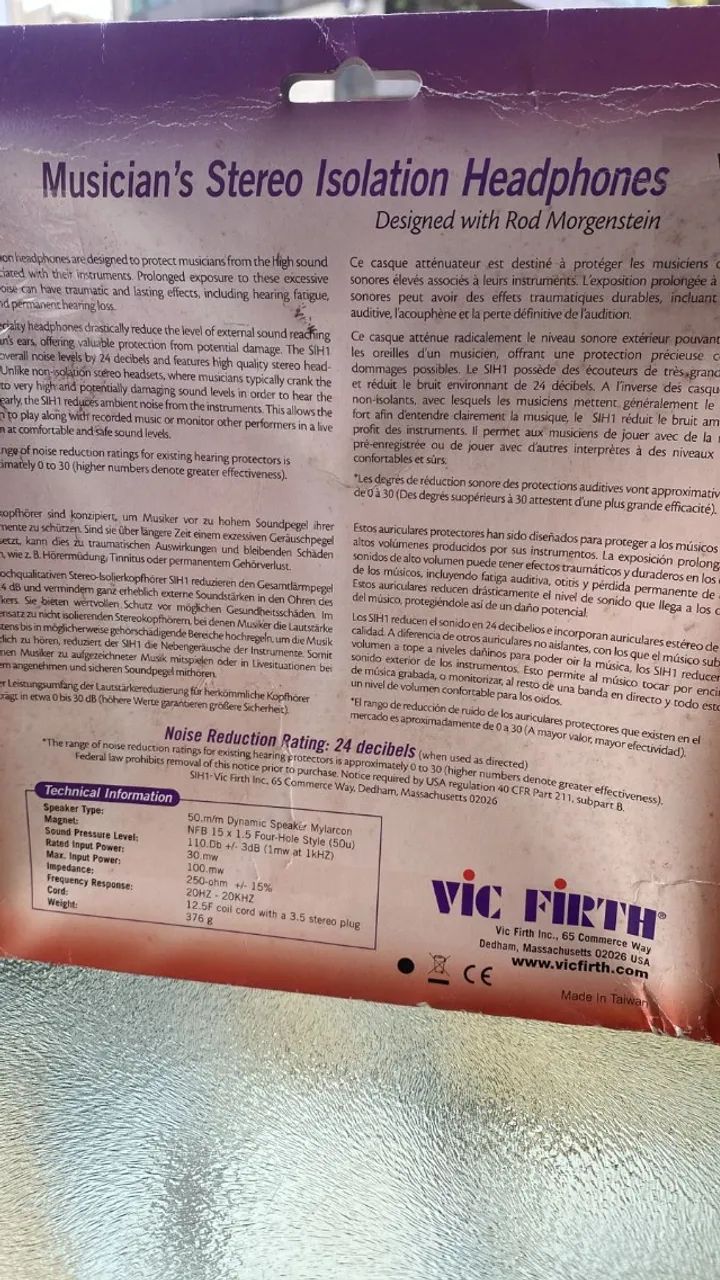 HEADPHONE VIC FIRTH  SIH1 P/ BATERISTA - Desenhado por ROD MORGENSTEIN - Foto 3