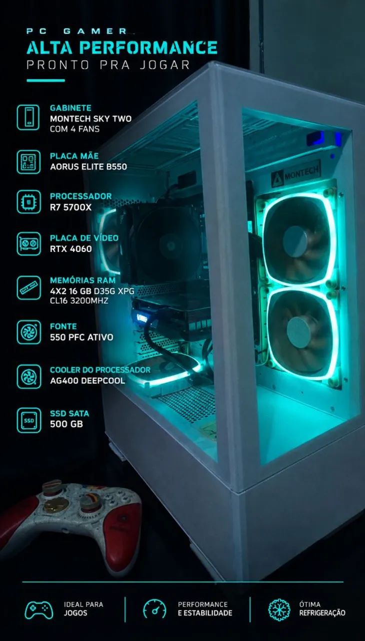 Computador com RTX 4060 - R7 5700x - B550