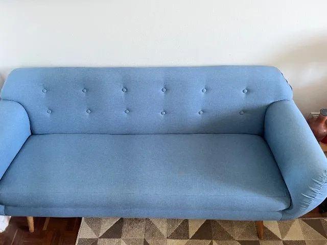 Sofá 3 lugares, linho azul (marca Mobly) - Foto 3