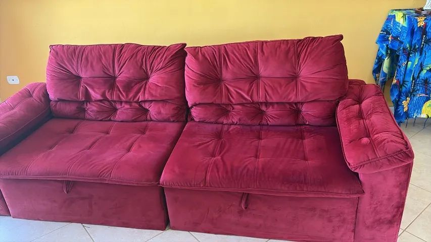 Sofá retrátil semi novo - vermelho - Foto 3