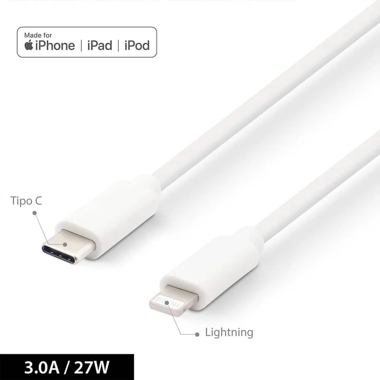 * Cabo Apple lightning Tipo C <br>* ELGIN 46RCAPPLETPC<br>* 22,00 - Foto 3