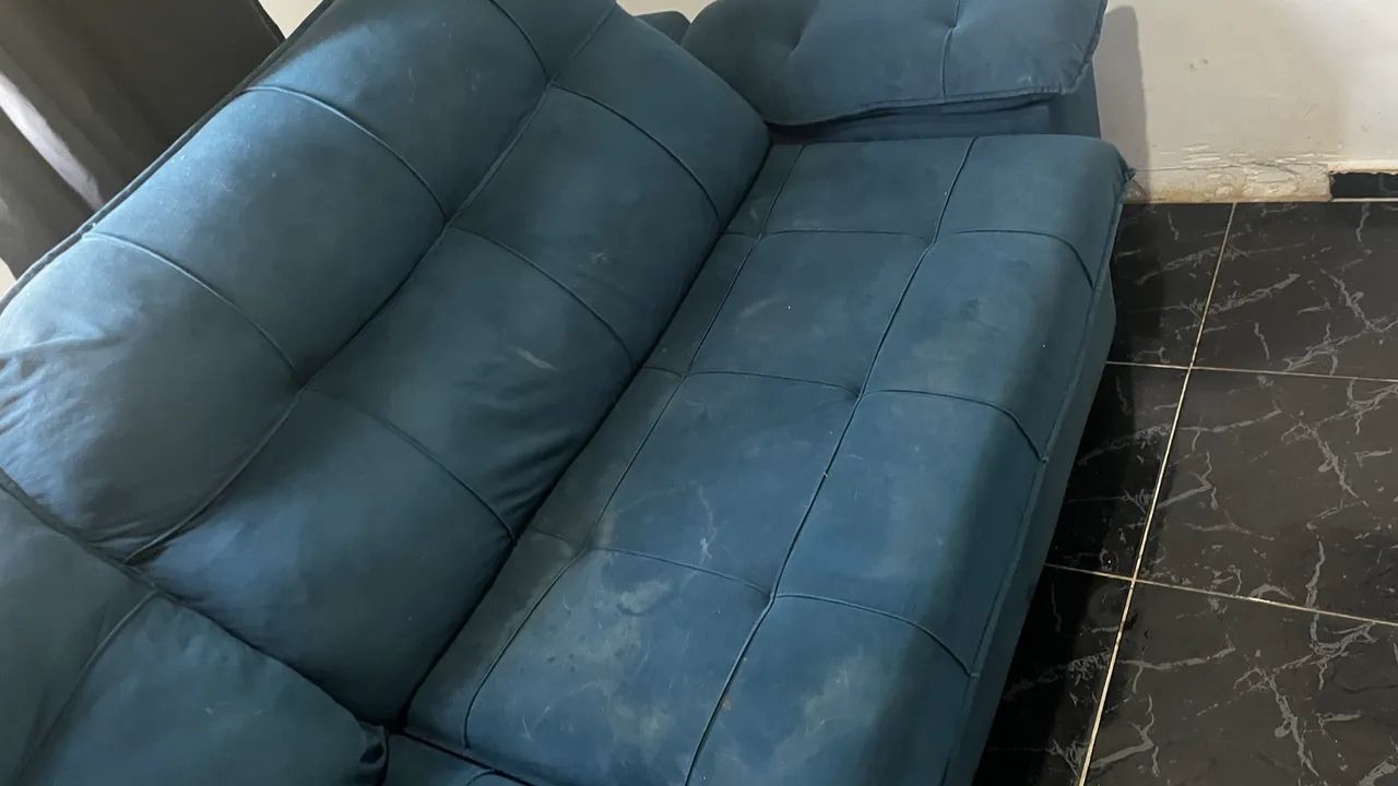 Sofa Suede azul 2 m e 90 de comprimento retrátil e reclinável 