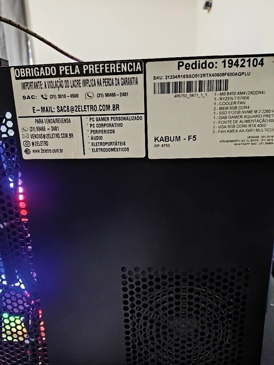 Computador Gamer ryzen 7 5700x - Foto 2