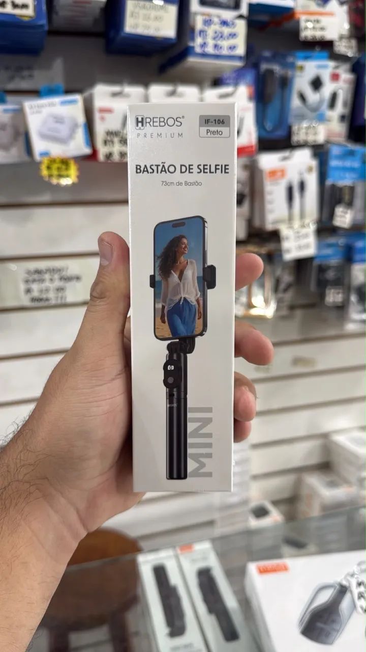 Hrebos Premium | Bastão de Selfie 73cm - Preto - Foto 4