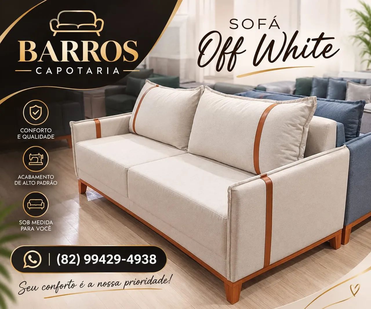 Sofá Off White confortável 