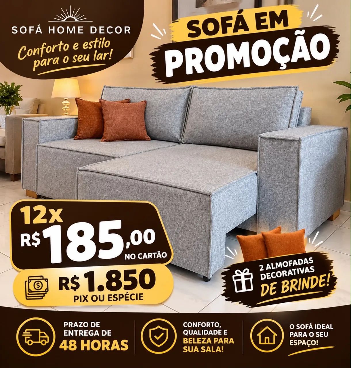 Sofá alpha retrátil em promoção 