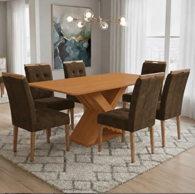 Conjunto Mesa e 6 Cadeiras Canelvero 160 cm
