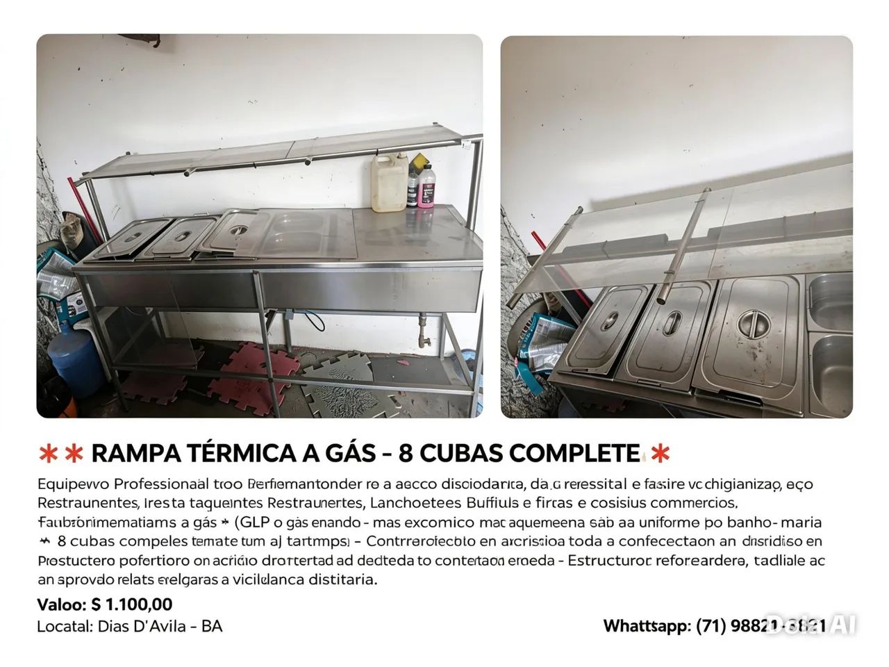 Rampa de comida a gás 