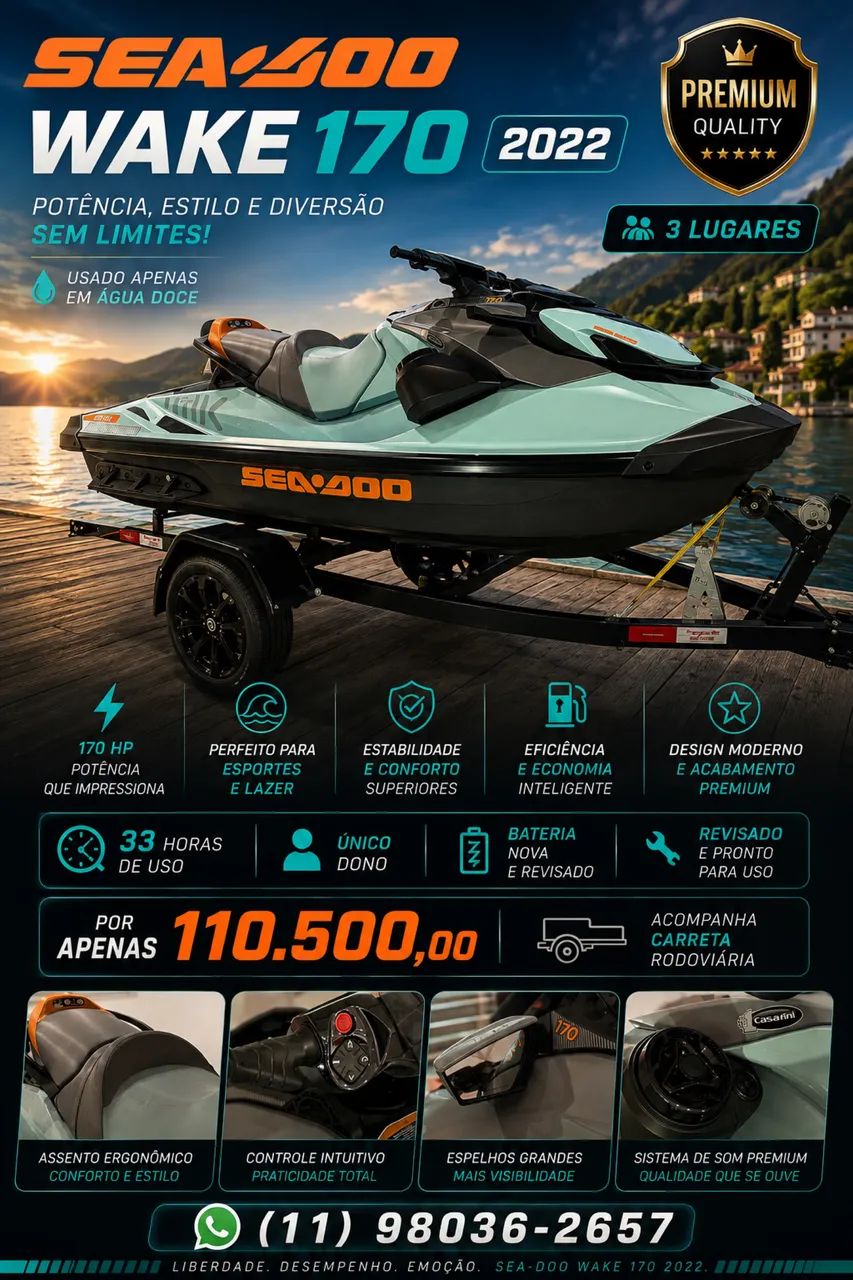 Jetski Seadoo Wake 170 33Horas zerado 