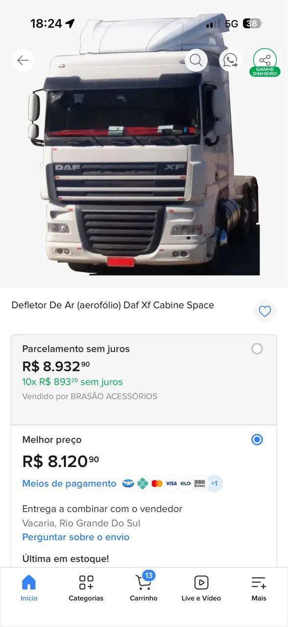 Defletor daf xf 105 