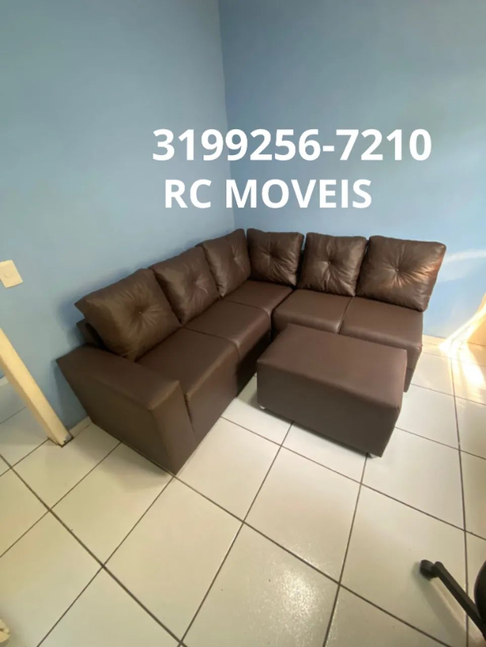 Sofá de Canto Courino com Puff Conforto e Qualidade65568128576257120