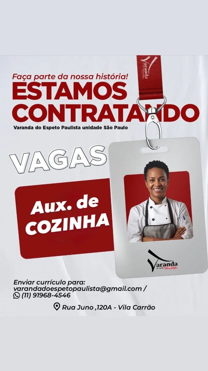 VAGA DE EMPREGO- INICIO IMEDIATO 