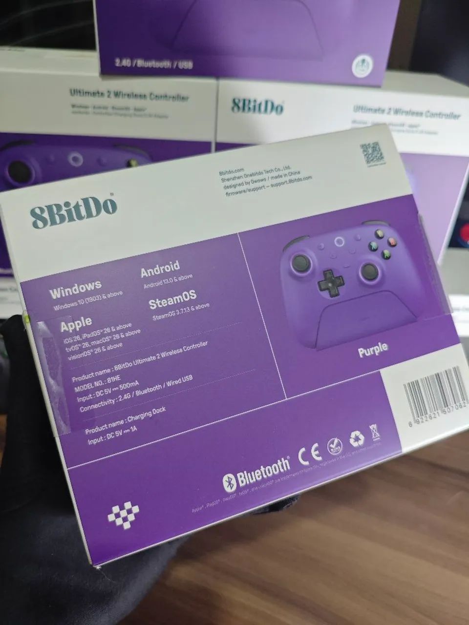 Controle 8bitdo Ultimate 2 TMR Wireless Roxo Com Dock RGB PC e Android - Foto 3