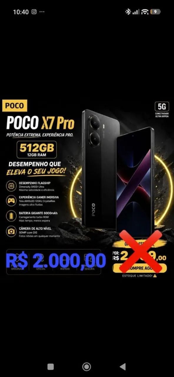 Oportunidade POCO X7 PRO, 512.