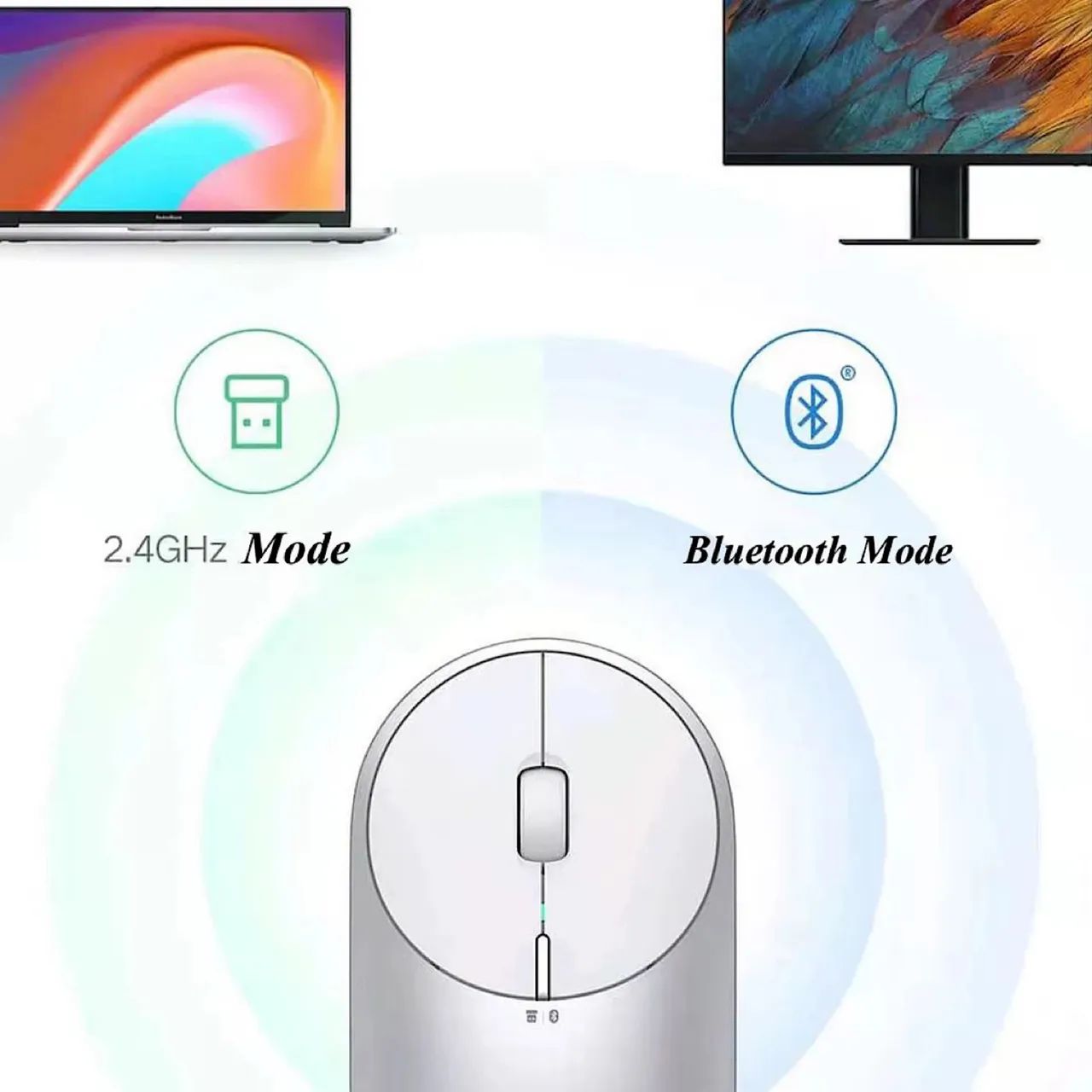 Mouse Xiaomi SEM FIO Bluetooth + Wireless (2.4GHz) - Modelo Portable - Foto 2