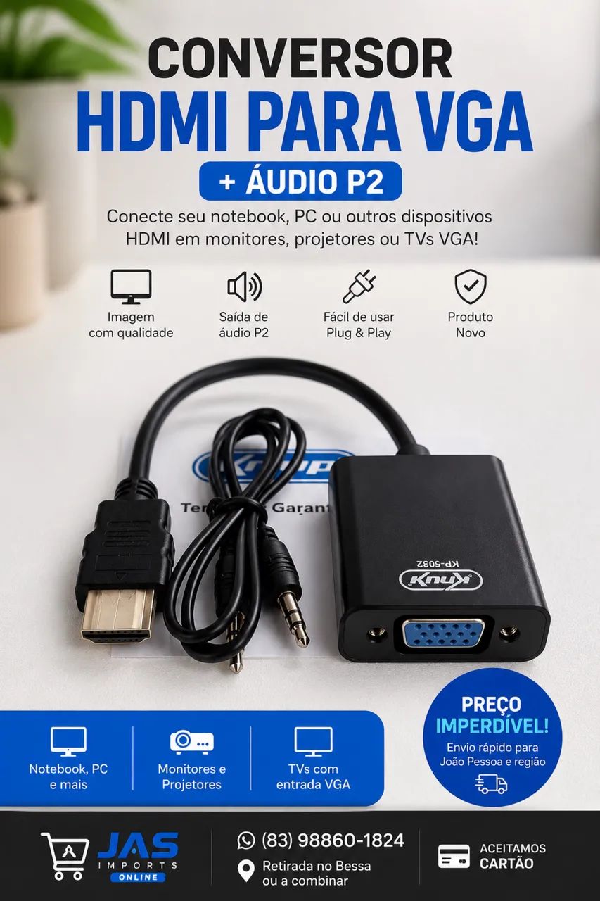 CABO CONVERSOR HDMI PARA VGA KP-5032  - Foto 3