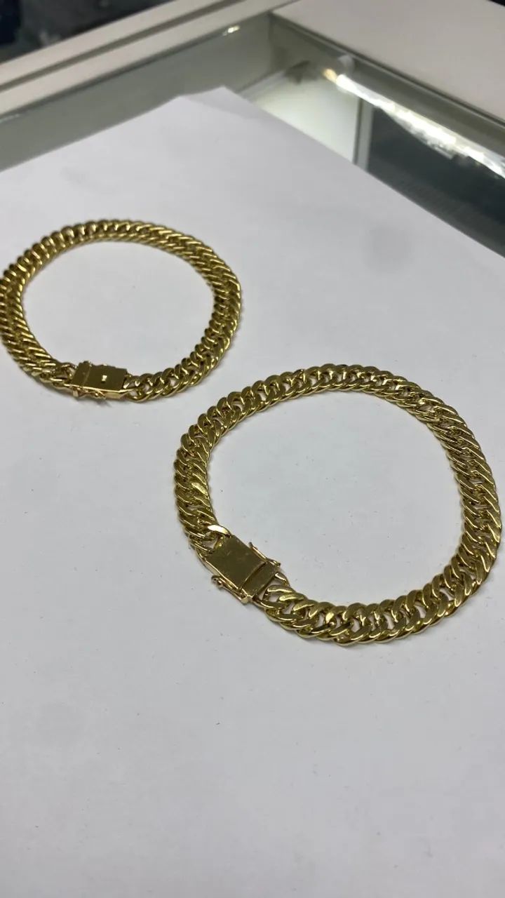 Pulseira de Ouro 18k Duplo Grumet 12g - Foto 4