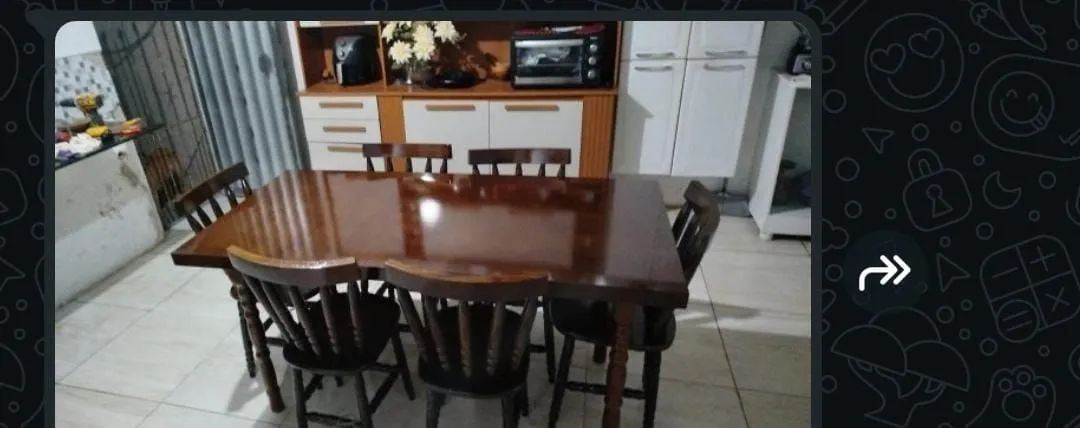Mesa madeira 6 cadeiras 