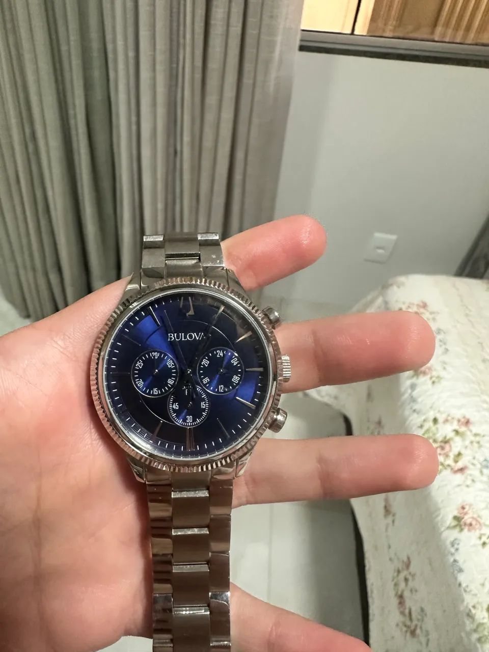 Relógio Bulova Original - Mostrador Azul em Aço 