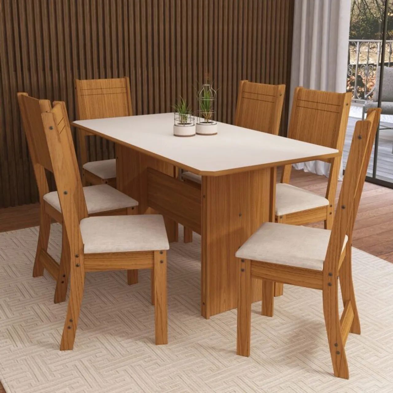 Mesa Évora com 6 cadeiras  - Entrega Rápida 