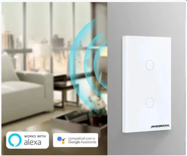 INTERRUPTOR INTELIGENTE TOUCH - BRANCO - WIFI - 2 ACIONADORES - ALEXA E GOOGLE - Foto 2