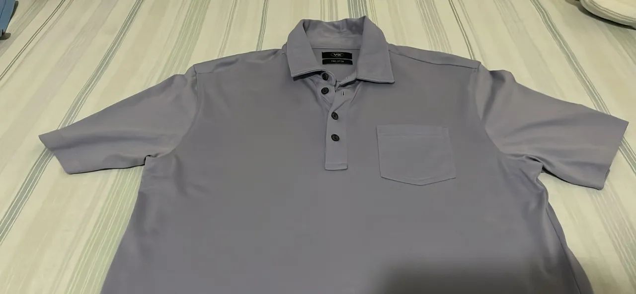 Camisa Polo VR (Vila Romana) Algodão Pima - Cinza Claro com Bolso Frontal - Foto 2